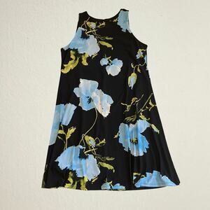 Black and blue floral Anne Klein flowy dress, whimsigoth fairy romantic